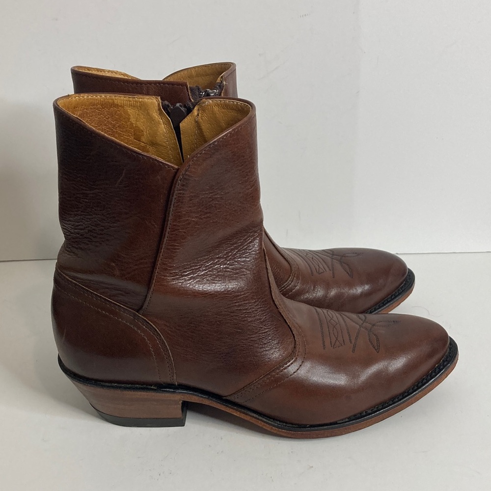 Boulet Boots Mens 8 3E Brown Leather Short Zip Dress Cowboy 8203 Made in Canada